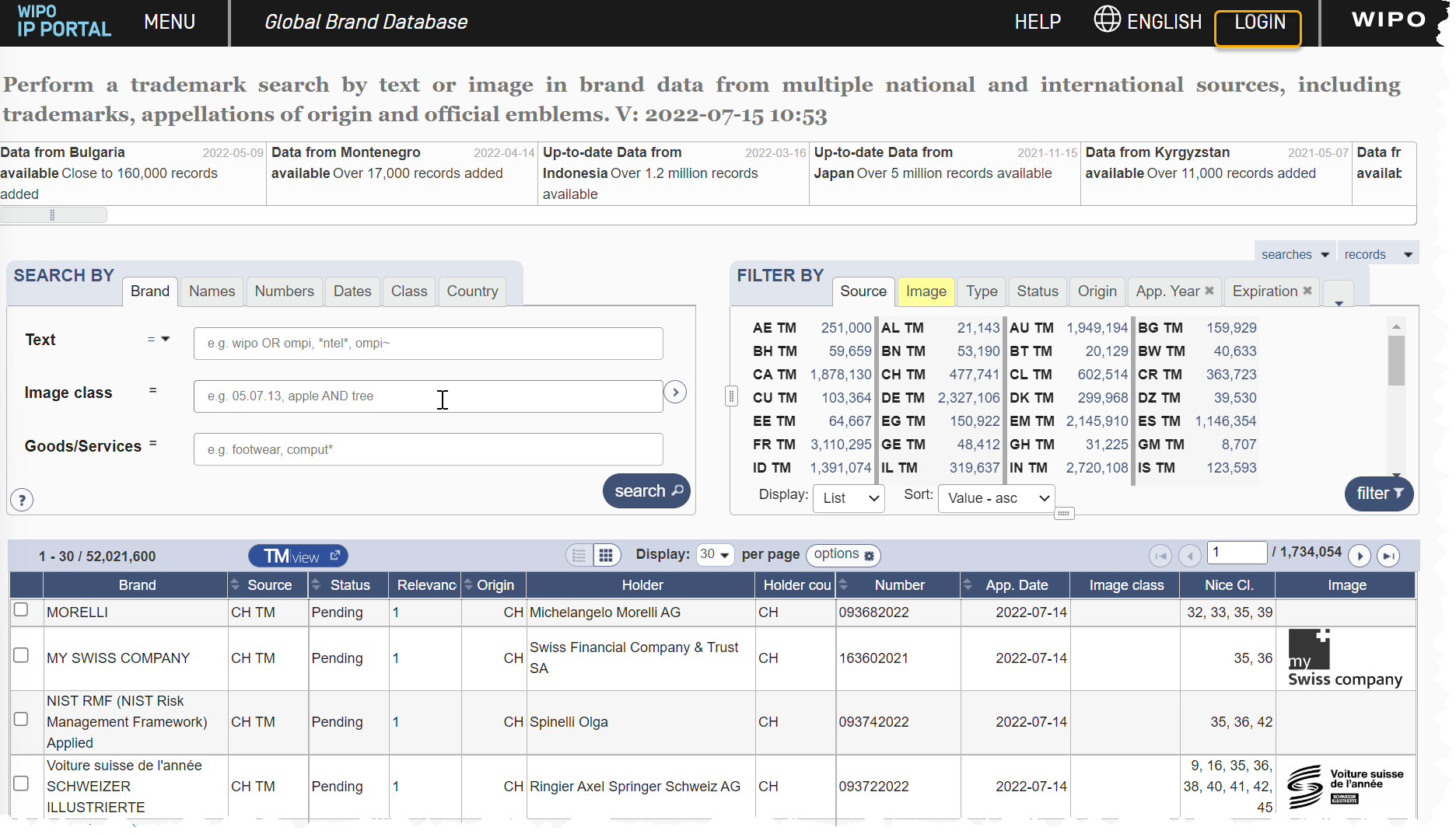 Global Brand Database on the WIPO IP Portal